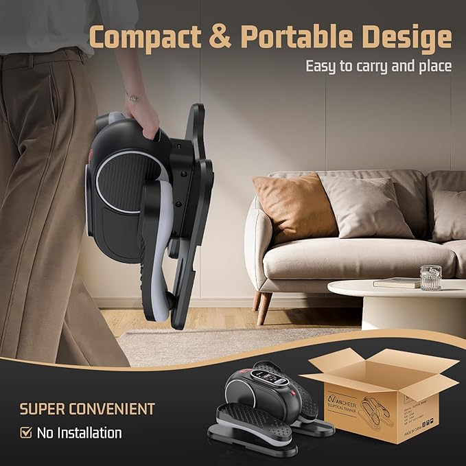 ANCHEER Under Desk Elliptical Machine, Electric Seated Pedal Exerciser Machine with 12 Adjustable Speed, Quiet & Portable, LCD Display Monitor, Remote Control, Leg Exerciser for Home Office