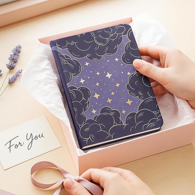 Dot Grid Journal with 160GSM Thick Paper, 192 Pages, A5 Dotted Notebook for Work, School, Travel | 180° Lay Flat, Foil Stamped Cover, Elastic Band, 2 Bookmarks & Inner Pocket (Purple)