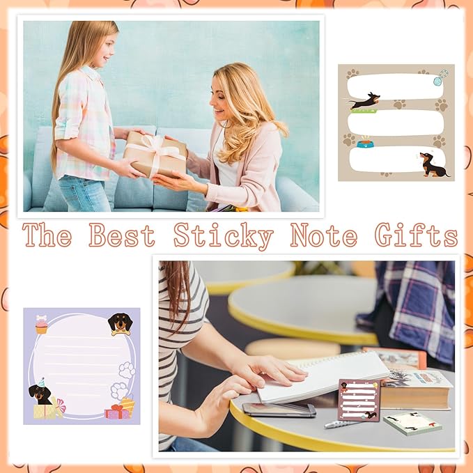Dachshund Sticky Notes Gifts - 9Pack Cute Sticky Notes 3x3 Weiner Dog Gifts for Women Cartoon Dachshund Notepads Dog Self-Stick Notes Pads Office School Supplies Dachshund Gifts 450 Sheets