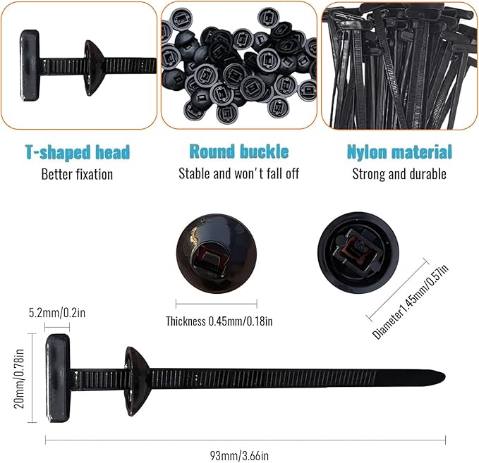 100pcs Nylon Universal Cable Tie Buckle - Zip Ties Heavy Duty Self-Locking, Uv Resistant Plastic Fasteners For Car Daily Repair (Engine Guard, Fenders, Trunk),Wire Bundling Home & Garage Use