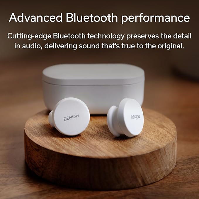 Denon PerL True Wireless Earbuds - Active Noise Cancelling, Bluetooth, Personalized Sound with Masimo Adaptive Acoustic Technology, 24-Hr Battery Life, Wireless Charging, White