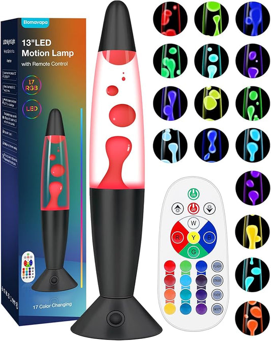 Black Liquid Motion Lamps 17 Colors Changing with Remote, 13.5 Inch LED Night Light for Kids Adults, Mood Lighting Small Table Lamp for Bedroom Nightstand Office Decor, Cool Birthday Christmas Gifts