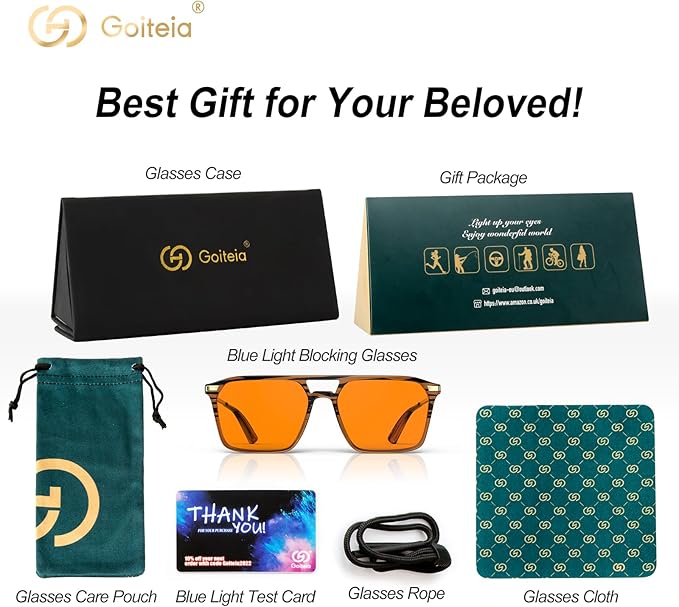 Goiteia Orange Blue Light Blocking Glasses-Retro 70s Blue Light Glasses for Men Women, Easier Sleep and Migraine Relief