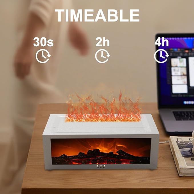 Fireplace Diffuser Humidifier,Fireplace Aromatherapy Essential Oil Diffuser, Ultrasonic Colorful Cool Mini Flame Fire Aroma Humidifier with Timer for Home,Bedroom,Office,Yoga
