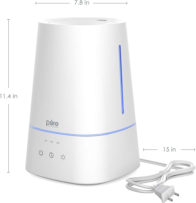Pure Enrichment HUME Max - Easy Top Fill Ultrasonic Cool Mist Humidifier, 3.7 L (1 Gallon) Tank, 3 Mist Settings + Auto Shut-Off Timer - Ideal for Large Bedrooms, Baby Nurseries and Offices (White)
