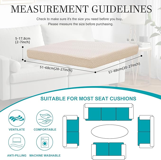 14Pcs Stretch Patio Cushion Covers,Outdoor Couch Covers Replacement,Outdoor Couch & Sofa Slipcovers,for Patio Furniture Cushion Covers,Washable Reusable Furniture Protector (Beige,Cover Only)