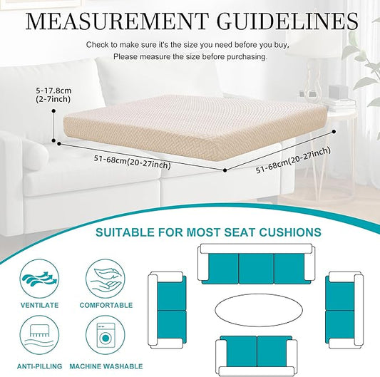 14Pcs Stretch Patio Cushion Covers,Outdoor Couch Covers Replacement,Outdoor Couch & Sofa Slipcovers,for Patio Furniture Cushion Covers,Washable Reusable Furniture Protector (Beige,Cover Only)