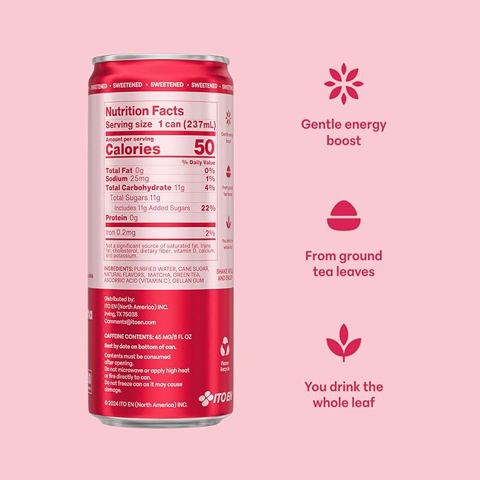 matcha LOVE Strawberry Matcha + Green Tea, Sweetened, 8 Ounce (Pack of 12)