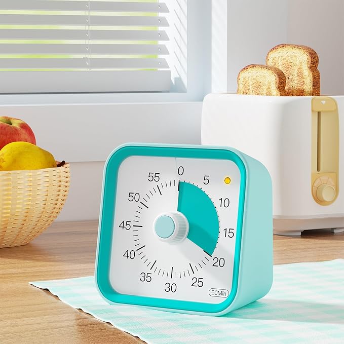 Visual Timer for Kids with Pause Function, 60 Minute Countdown Timer for Kids Desk Study, Teaching, Kitchen Cooking, Office Meetings, Time Management for ADHD (Green)