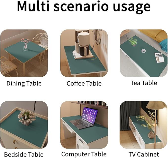 Leather Table Cover,1.8mm Thick,30x48 Inch Desk Cover,Large Desk Mat,Table Protector,Table Cover Protector,Kitchen Table Cover,Dining Table Mat,(Aqua Blue+Gray,30x48)