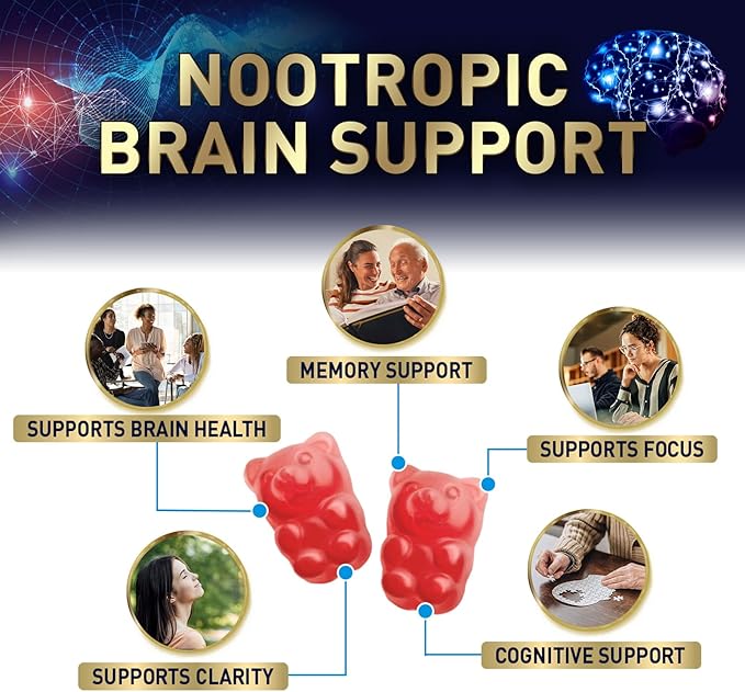 Brain Supplements for Memory and Focus with Phosphatidylserine, Nootropic Memory Supplement Gummy for Brain Health, Concentration, Mental & Cognitive Support, Focus Vitamins with B6 & B12-60 Gummies