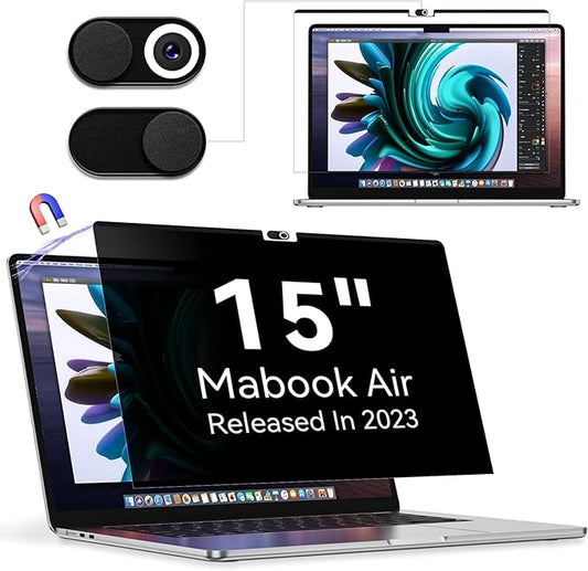 Magnetic Privacy Screen Protector Compatible with MacBook Air 15 Inch (2023 Release), Removable Anti Spy Blue Light Glare Shield Film Laptop Privacy Filter for Apple Mac Air 15.3" M2 (A2941)