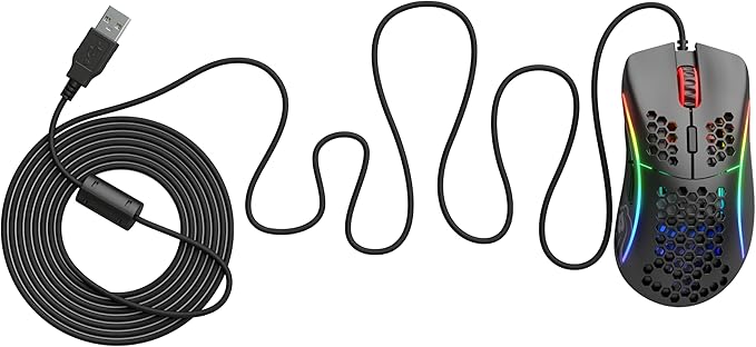 Glorious Model D Wired Gaming Mouse - 68g Superlight Honeycomb Design, RGB, Ergonomic, Pixart 3360 Sensor, Omron Switches, PTFE Feet, 6 Buttons - Matte Black