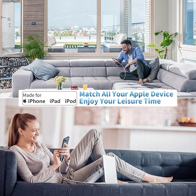 [Apple MFi Certified] iPhone 17 16 Charger Fast Charging, 20W USB C Fast Charger Block with 2Pack 6ft Long USB C Charging Cable Cord for iPhone 17/Air/17 Pro Max/16 Plus/16 Pro/15 Plus, Airpods, iPad