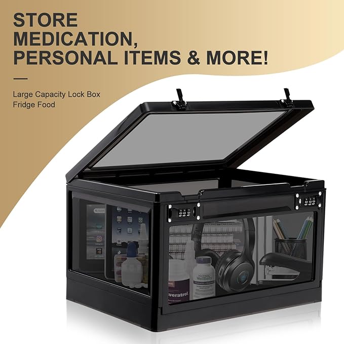 Lalifebuss Large Lock Box for Personal Items, 24 Litre Combination Lockable Storage Box for Office Locker/School/Medicine/Snacks/Phone Jail/Electronic/Home