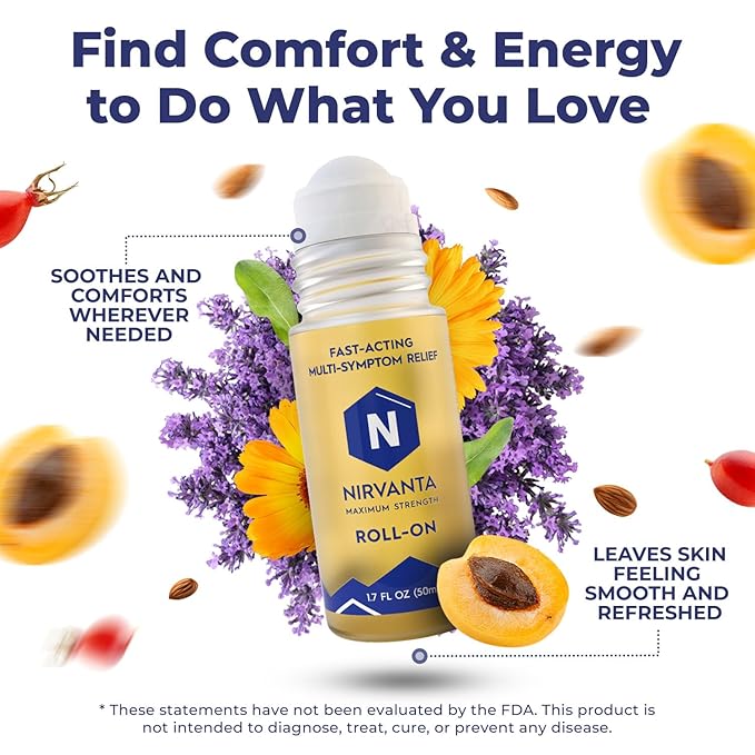 Natural Nerve Comfort Roll-On Oil 1.7oz – Fast-Absorbing with Rosehip, Frankincense and Myrrh - Soothing Support for Neck, Back & Joints – Lightweight and Non-Greasy