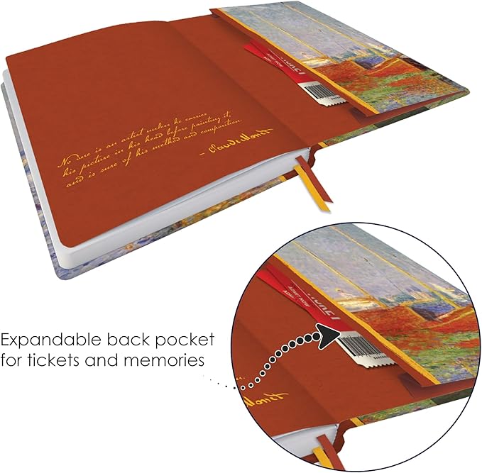 RainCaper Vegan Leather Journal Notebook, 160 Dot-Grid Pages, 5.7 inches x 8 inches, Journal - Monet Red Boats