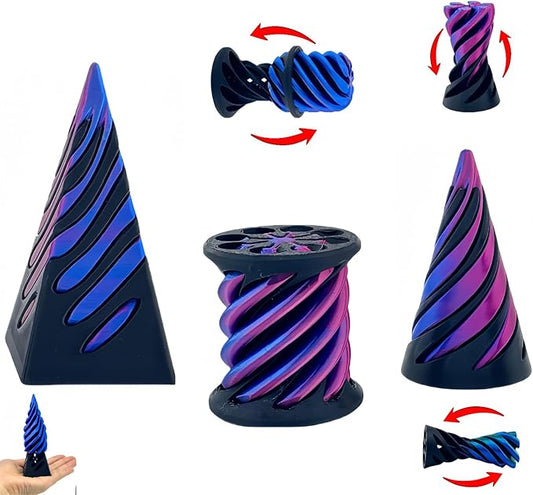 3 Pack Spiral Fidget Toy - Impossible Cones & Pyramid for Relaxing, Kids & Adults