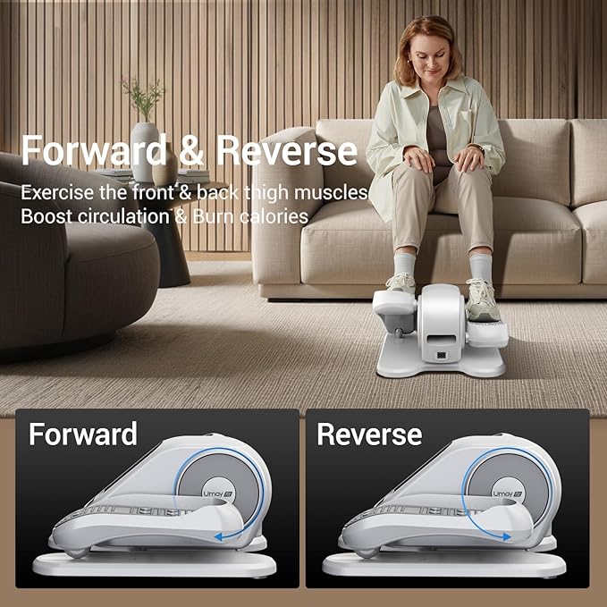 Under Desk Elliptical Machine, Ellipse Leg Exerciser for Seniors, Quiet & Portable Electric Seated Eclipse Exercise Training Machine with Remote, 12 Speeds & Mute Function, Manual & Auto Mode