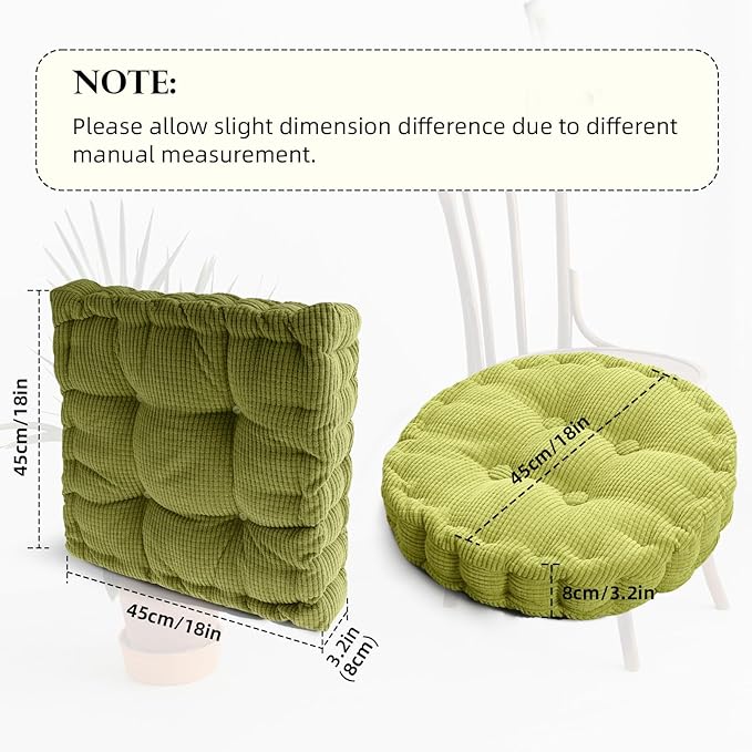 Rose Red Corduroy Floor Seat Pillows Cushion Large Square and Round Floor Cushions for Adults 2 Pack Meditation Floor Pillow for Living Room Balcony Tatami Yoga,18x18 Inch