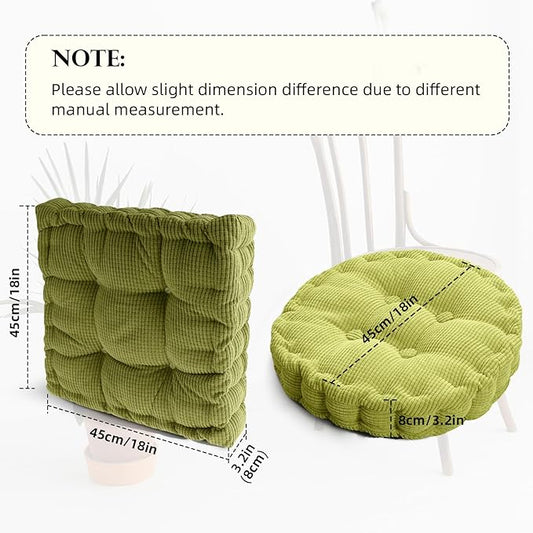 2 Pack Meditation Floor Pillow Large Square and Round Floor Cushions for Adults Purple Corduroy Floor Seat Pillows Cushion for Living Room Balcony Tatami Yoga,18x18 Inch