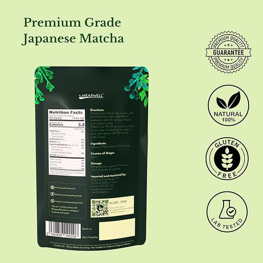 Heapwell Japanese Matcha – Premium & Ceremonial & AAA Grade Matcha Tea | Authentic Japanese Origin (1lb (453g), Premium Grade)