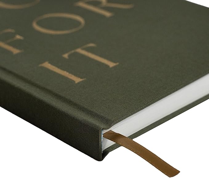 Sweet Water Decor Cute Motivational Lined Composition Notebook for Women, 100 Ruled Pages for Writing, Diary with Fabric Inspirational Olive Cover (Go For It)