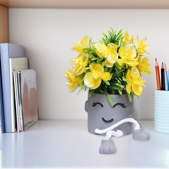 Zerzsy Set of 3 Small Artificial Plants in Pots,Cute Fake Potted Plants with Hanging Leg Planter for Window Sill Desk Bathroom Decor, Home Office Artificial Succulent Plants