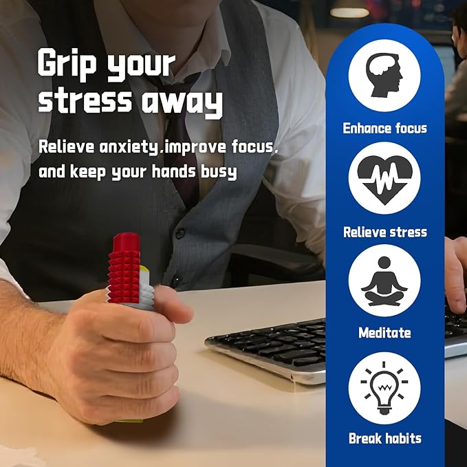 Little Ouchies Spiky Sensory Fidget Toy for Adults – Pain Stim Tool with Clicker, Spinner, Slider, Roller & Spiky Grip | 5‑in‑1 Stress & Anxiety Relief, Portable Keychain(Lego Colors)