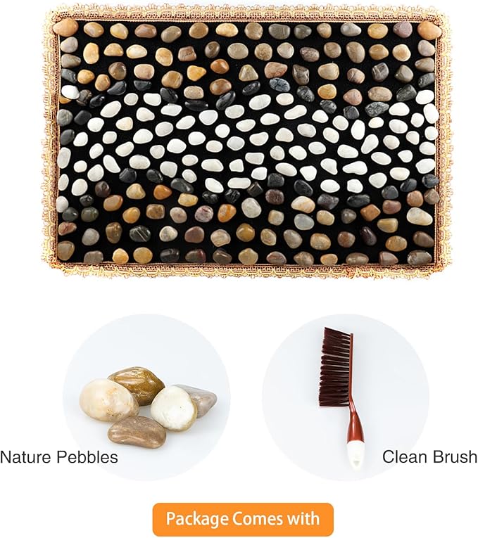 Pebbles Massage Mat, Reflexology Foot Massager, Cobblestones Foot Acupressure Pad for Tired Feet Relaxation (23.6"×15.7")