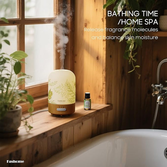 Essential Oil Diffuser with Jasmine Oil, 100ml Ultrasonic Aromatherapy Humidifier, 6 in 1 Scent Vaporizer with Timer and Auto-Off (Summer-Jasmine)