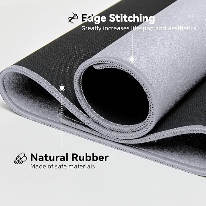 Waterproof Large Gaming Mouse Pad with Durable Stitched Edges, Non-Slip Rubber Base, Grainy Jacquard Mouse Mat Desk Pad for Home Office Gaming, 15.74"x35.43"x0.12", Light Gray