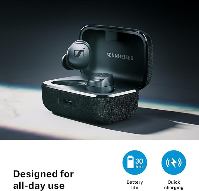 Sennheiser MOMENTUM True Wireless 4 Smart Earbuds with Bluetooth 5.4, Crystal-Clear Sound, Comfortable Design, 30-Hour Battery Life, Adaptive ANC, LE Audio and Auracast - Black Graphite