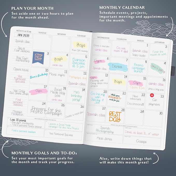 Legend Planner PRO Hourly Schedule - Weekly & Daily Organizer with Time Slots. Appointment Book Journal for Work & Personal, A4 (Mystic Grey)
