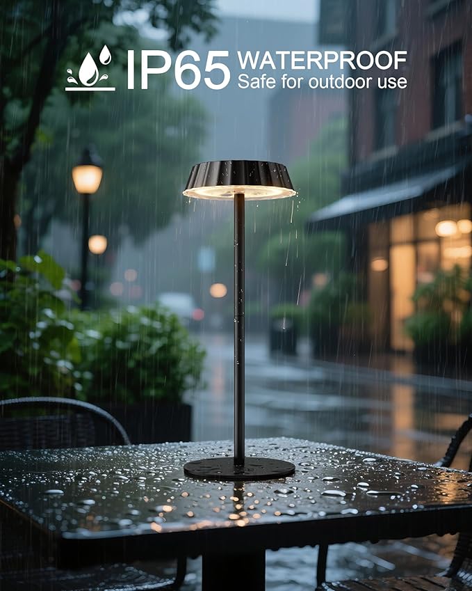 EppieBasic Cordless Table Lamp Rechargeable: 18W Fast Charging Dimmable Lamp - 5000mAh Battery Operated Portable Metal Table Light for Restaurant Patio Outdoor
