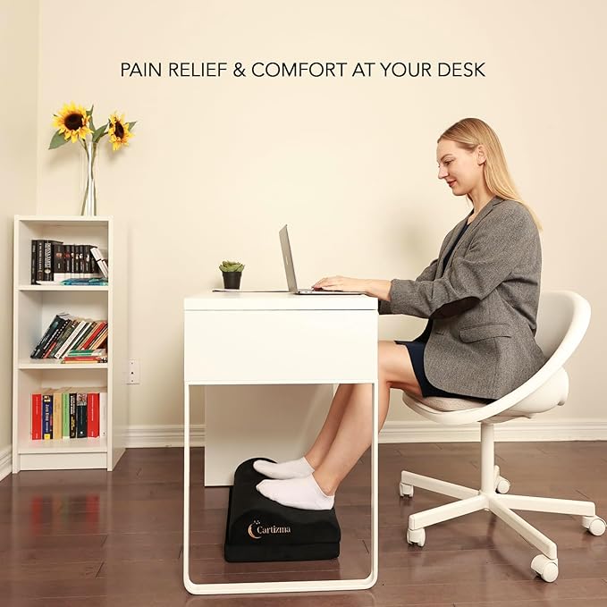 Foot Rest for Under Desk at Work-Ergonomic FootRest UnderDesk Foot Stool for Pain Relief with Washable Covers-Non-Slip Under Desk Footrest Office, Home & Travel-Adjustable Office Foot Rest