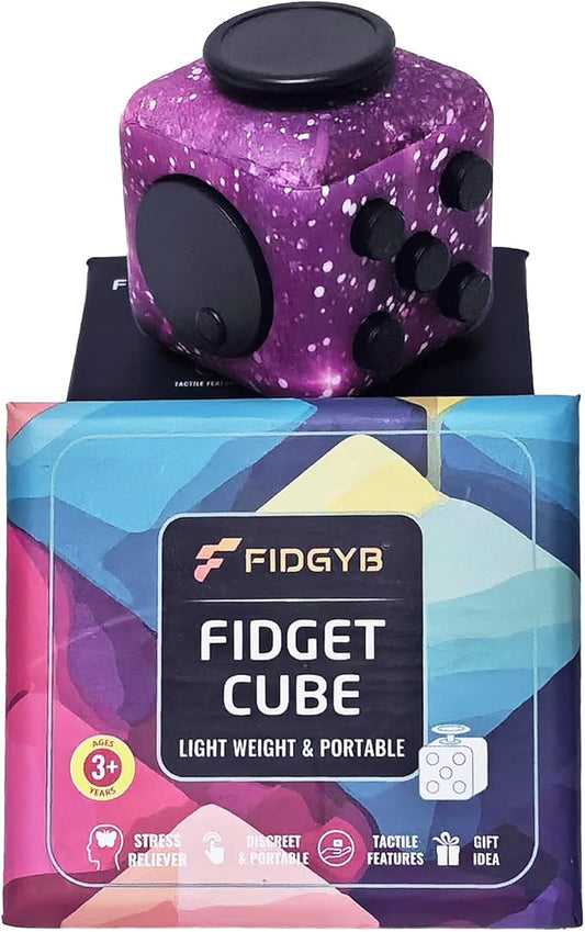 Cube Fidget Stress Relief Toy for Adults & Kids, Smooth, Quiet Sensory Toy for Anxiety, Focus & ADHD Idea[Starry]