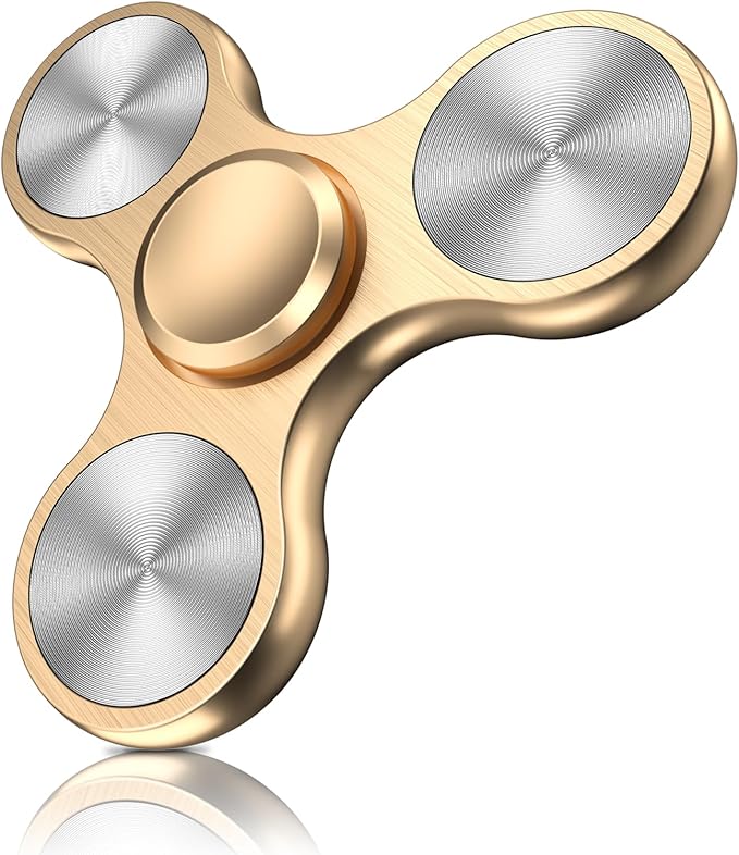 Fidget Spinners Toy, Metal Stainless Steel Bearing High Speed 4-8 Min Spins, EDC ADHD Stress Anxiety Relieves Reducer Fidgets Finger Toys, Spinner Toys for Kids and Adults (Golden)