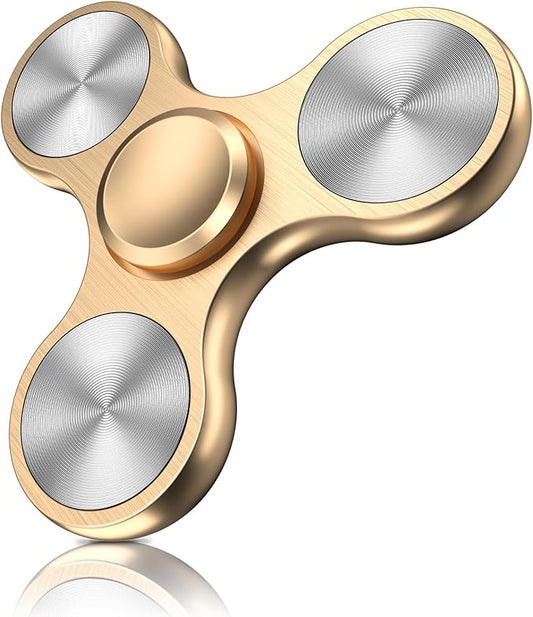 Fidget Spinners Toy, Metal Stainless Steel Bearing High Speed 4-8 Min Spins, EDC ADHD Stress Anxiety Relieves Reducer Fidgets Finger Toys, Spinner Toys for Kids and Adults (Golden)