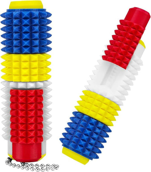 Little Ouchies Spiky Sensory Fidget Toy for Adults – Pain Stim Tool with Clicker, Spinner, Slider, Roller & Spiky Grip | 5‑in‑1 Stress & Anxiety Relief, Portable Keychain(Lego Colors)