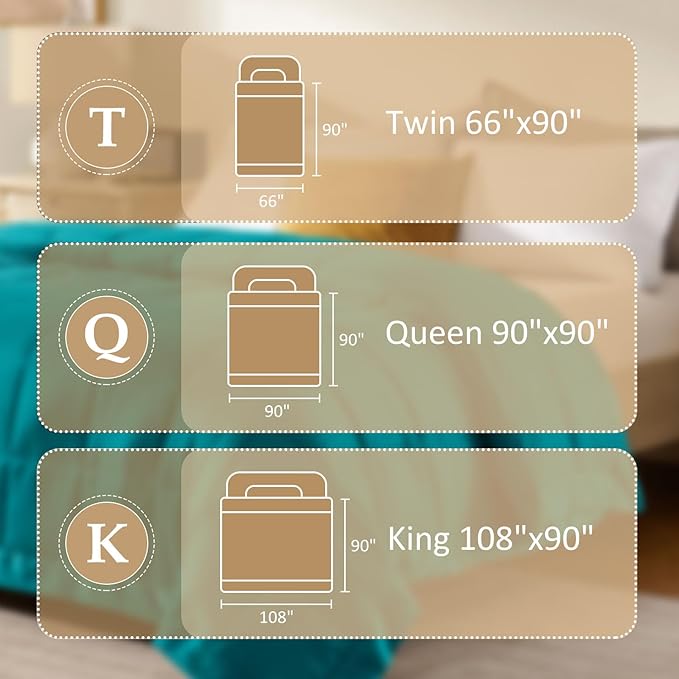 downluxe King Size Blanket with Satin Trim, Lightweight Down Alternative King Blanket for All Season, Machine Washable (Teal, 108 x 90 Inch)