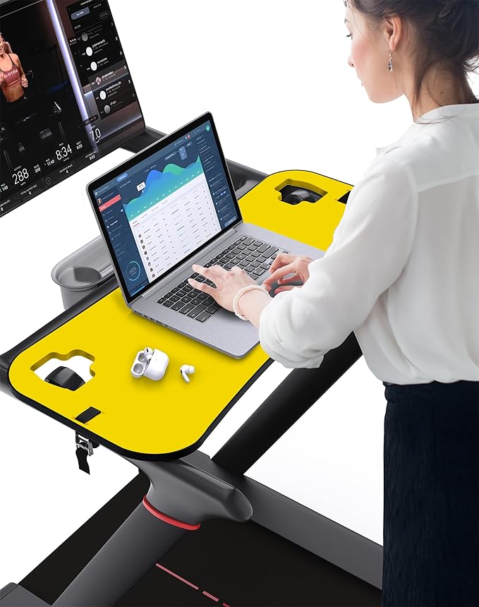 Treadmill Desk Attachment, Tread Tray Ergonomic Platform, Laptop Holder with Tablet Holder,New Universal Cooling Holes Laptop Stand for Home/Office(Yellow)