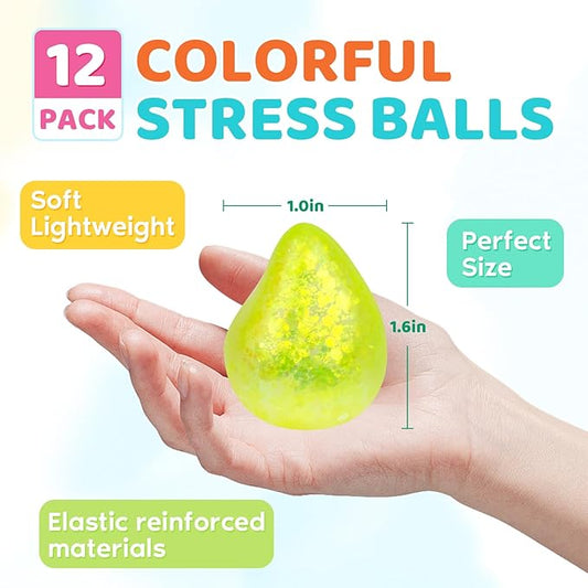 12 Pcak Fidget Stress Balls, Slow Rising Stress Ball for Kids Adults,Hand Therapy Sensory Squishy Ball,Bulk Squishy Squeeze Ball Set and Birthday Party