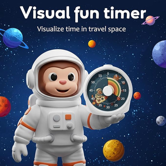 BellMan Visual Timer with Pause Button, 60 Minute Countdown Rainbow Timer for Kids and Adults with Silent Operation, Study and Meetings Time Management Tool, Design for Home, Office and Gift, Rocket