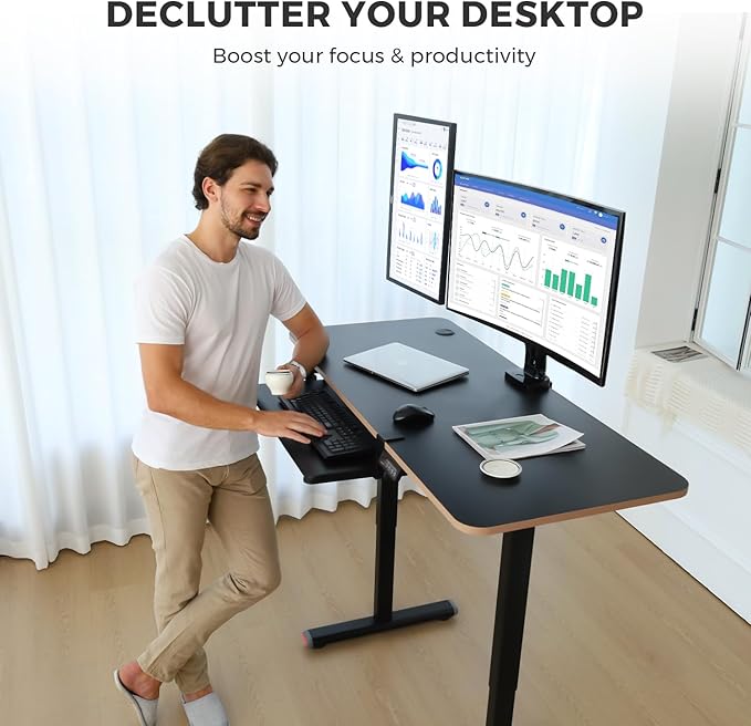 Curved Monitor Mount Dual Monitor Arm up to 35" Screens, Max 28.6lbs Each, Heavy Duty Ultrawide Monitor Arm,Swivel -90° to +90°, Tilt -45° to +90°,Rotate 360°,VESA 75x75&100x100,for Curved/Flat