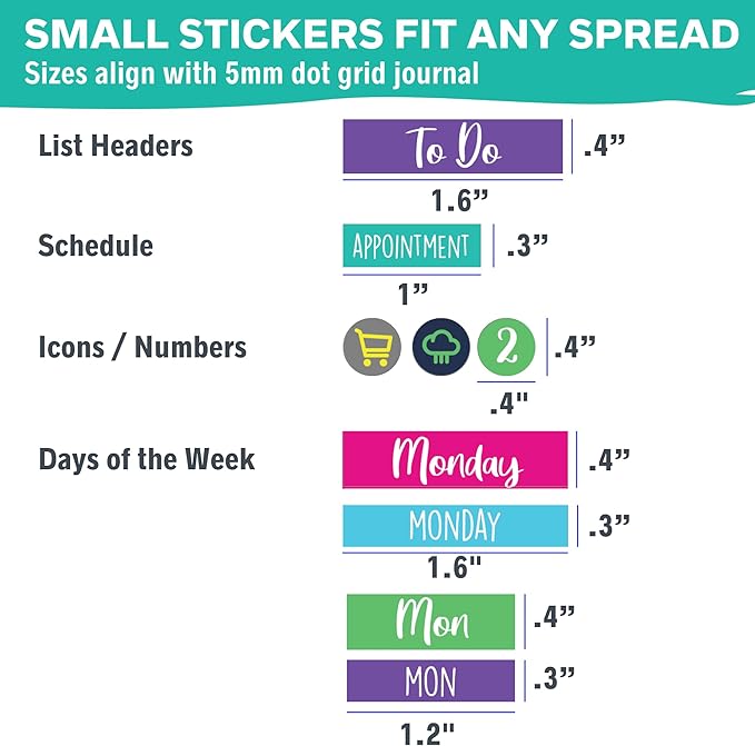 Practical Planner Stickers - Value Pack 48 Sheets, 6 Months of Aesthetic Agenda Stickers for Weekly Planner, Bullet Dot Journal - Planning, Goals, Fitness, Habit Tracking, Days