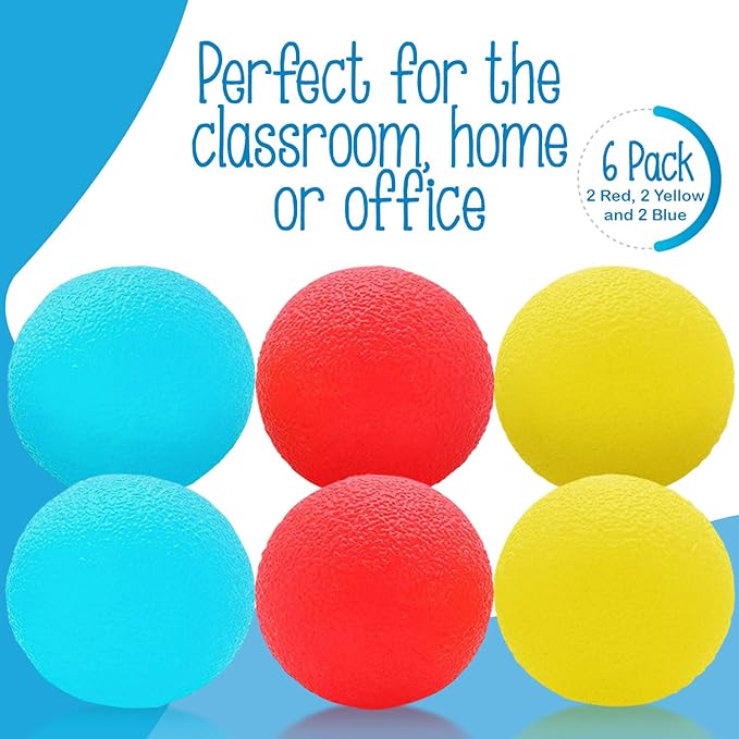IMPRESA Fidget Toys Squishy Stress Balls - 6-Pack, 2.25-Inch, Multicolor - Sensory Toys for Stress Relief & Focus - Hypoallergenic Tear-Resistant TPR for Adults & Kids