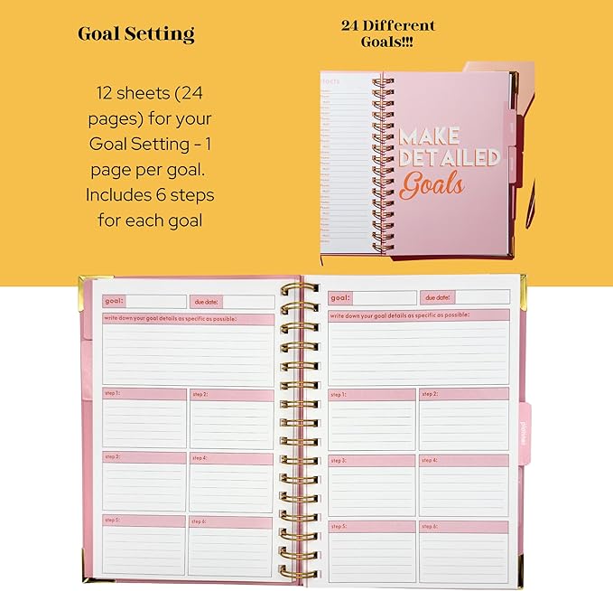Undated Goal Planner, Daily & Weekly Organizer & Productivity Planner with Goal Setting Worksheets, To Do lists Journal, Notes & Ideas Pages, A5 Size (Aqua)