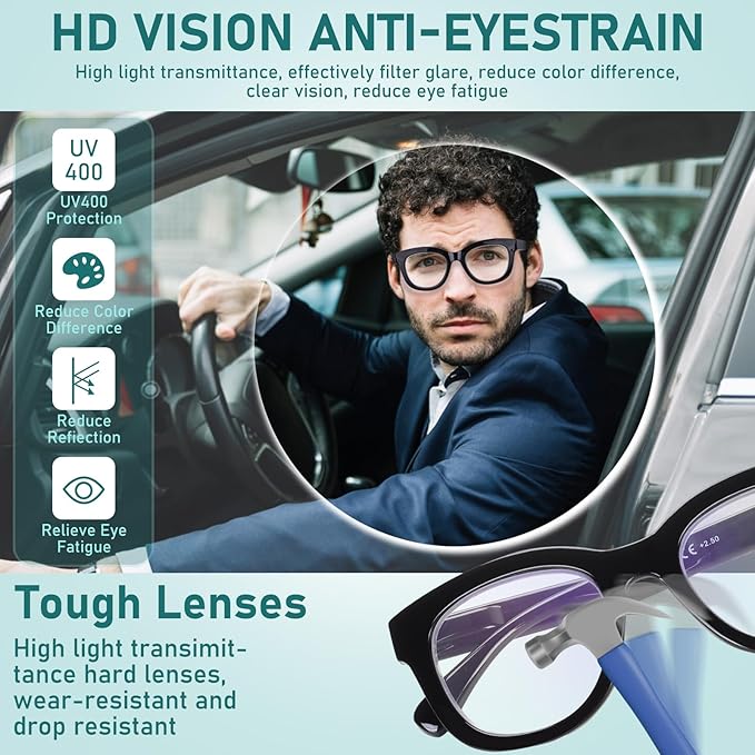 Progressive Multifocus Reading Glasses for Women Men Blue Light Blocking Computer No Line Multifocal Readers