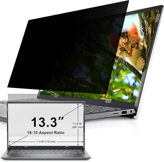 IPROKKO 13.3 Inch Privacy Screen for HP, Dell, Acer, Lenovo, ThinkPad, Asus, Envy, Latitude, Pavilion, Xps - Removable 16:10 Aspect Laptop Privacy Shield - Anti Blue Light Glare Filter